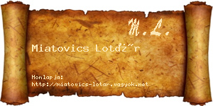 Miatovics Lotár névjegykártya